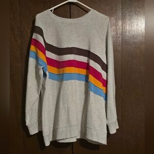 Torrid Ash Gray And Rainbow Striped Sweatshirt